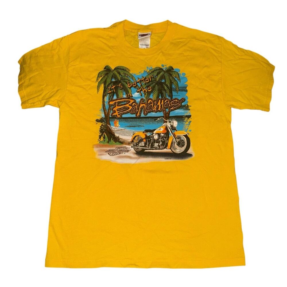 Vintage Harley Davidson Nassau Bahamas T Shirt Mens M Biker Y2K Graphic Tee